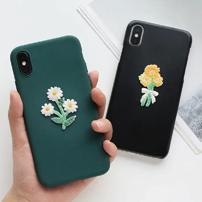 Autocollants de broderie de dessin animé de fleur mignonne