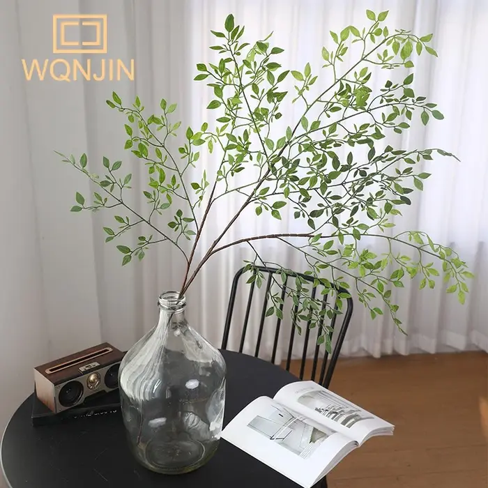 Fleur artificielle plante verte Nandina feuilles de Silicone