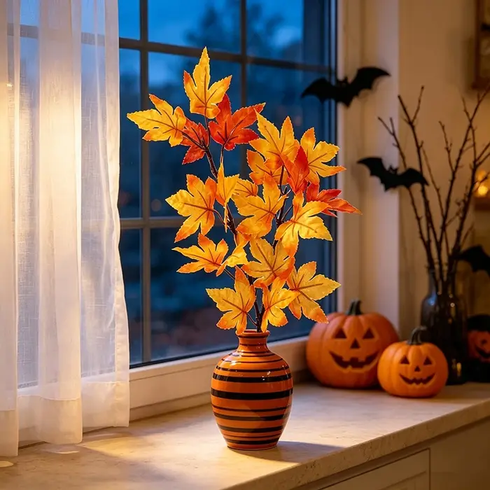 Feuilles d'érable d'automne, plantes artificielles, fausses fleurs, décoration d'Halloween, décoration de Thanksgiving, décoration de la maison, bouquet DIY, décoration de fête, ornement de table