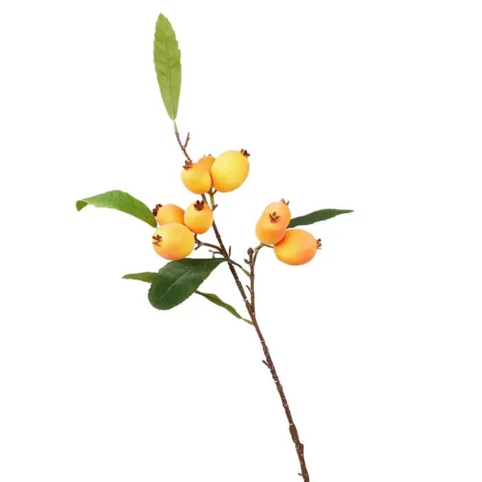 Branche de Loquat Artificielle à Feuilles Vertes