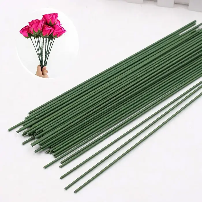 Tige de Fleur Artificielle Vert Foncé, Matériel Floral DIY, Tige D.lique Faite à la Main, Accessoires pour Mariage, Décoration de la Maison, 10Pcs, 40cm