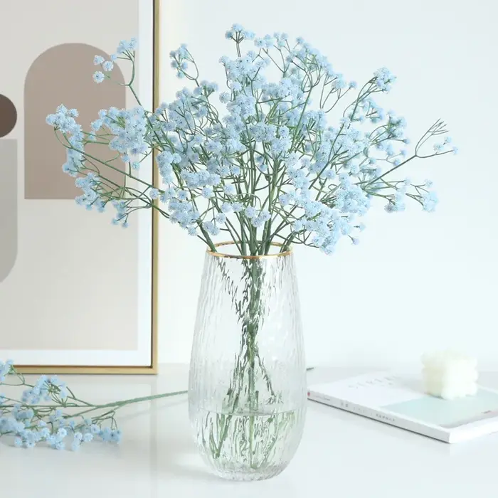 Fleurs artificielles gypsophile bon marché en plastique blanc rose bleu