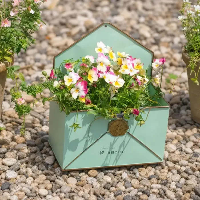 Jardinière murale vintage en forme d'enveloppe pour intérieur et extérieur