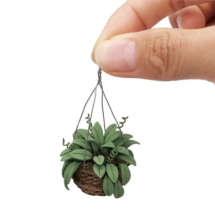Plantes miniatures en pot pour maison de poupée 1:12, pot de fleurs Phalaenopsis, réservoir suspendu