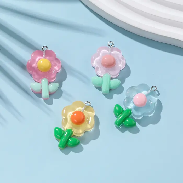 Pendentif tulipe tournesol en résine