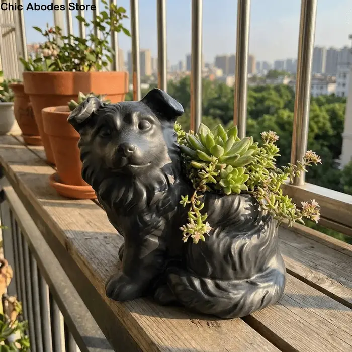 Pot de fleurs en céramique mignon en forme de chien