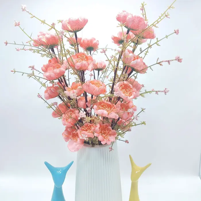 Bouquet de mariée à pivoine florale Rhododendron, 5 têtes, fleurs artificielles artisanales pour mar