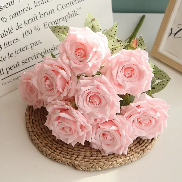 Roses Artificielles pour Décoration de Maison, Bouquet de Fleurs d'Automne Blanches, Décor de Bureau