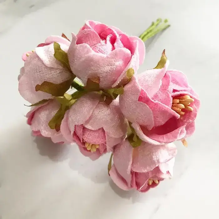 6/8/10/12/24/200 pièces rose hybride fleur cerise étamine baies Bundle bricolage gâteau noël mariage