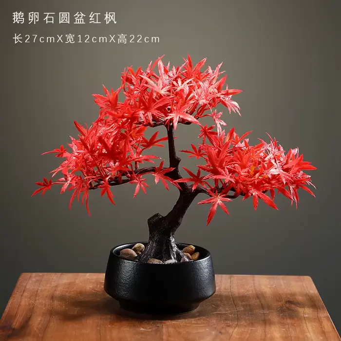 Pot de Bonsaï Artificiel en Érable Rouge, Faux Arbre, Vase de Bureau, Décoration de Maison