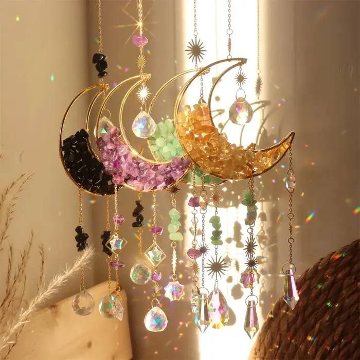 Attrape-soleil en cristal carillons éoliens tenture murale décor prisme cloche à vent attrape-lune a