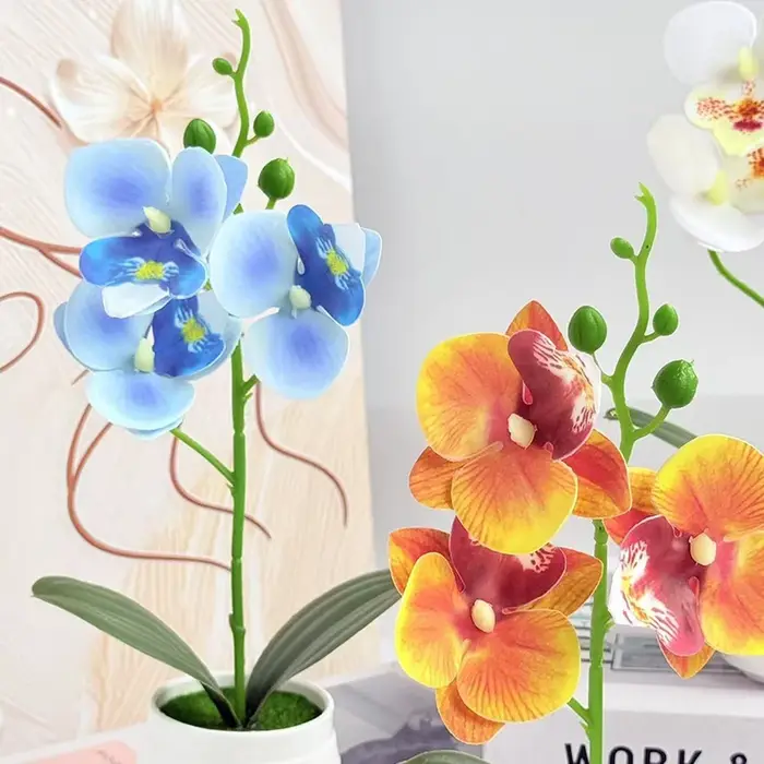 Plante artificielle en pot d'orchidée Phalaenopsis de 24