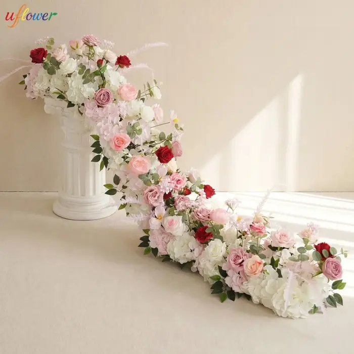 Guirlande de fleurs artificielles roses et blanches Uflower pour décoration d'arche de mariage