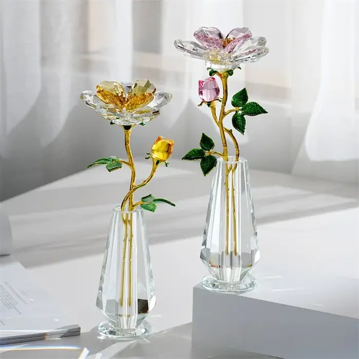 Cadeaux de fleurs de pivoine en cristal pour femmes