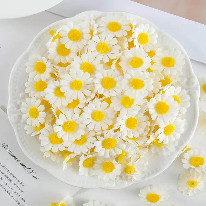 50/100pc Fleurs Artificielles Tournesol Soie Daisy Tête Valentine Maison De Mariage Décor BRICOLAGE Cadeau Scrapbook Faux Usine Festival Couronne
