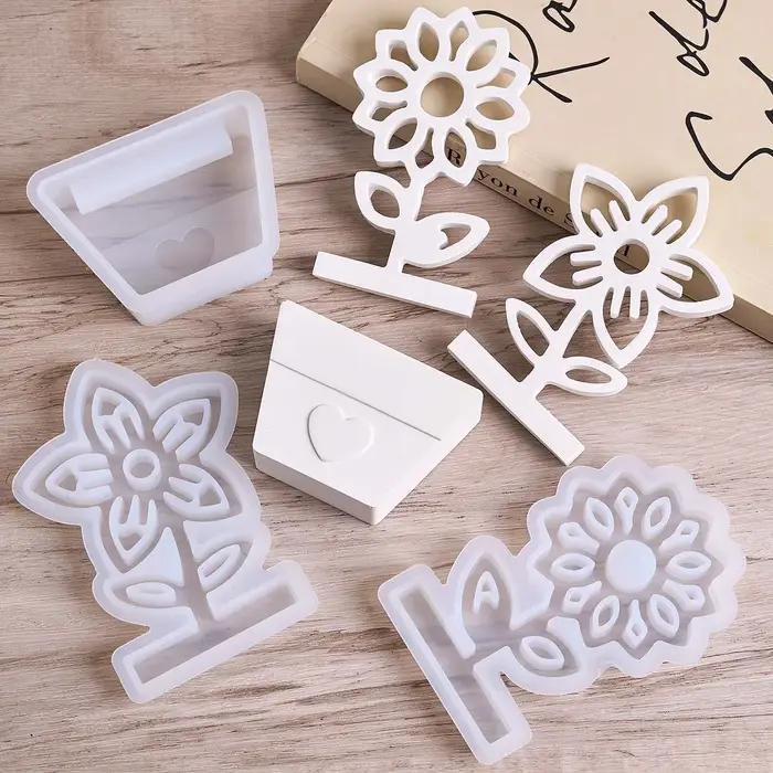 Pot de fleurs ornement Silicone moule bricolage conception creuse tournesol tulipe Acacia