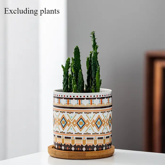 Pot de fleur en céramique géométrique circulaire