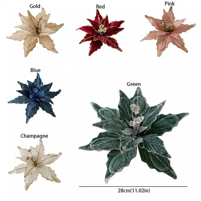 Tête de fleur fleurs de noël artificielles multicolore à la main simulée