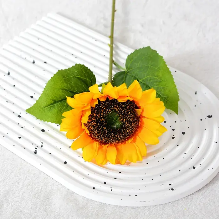 Fleur de tournesol artificielle unique, fausse fleur de gerbera, orange et rouge, photo, maison, hôt