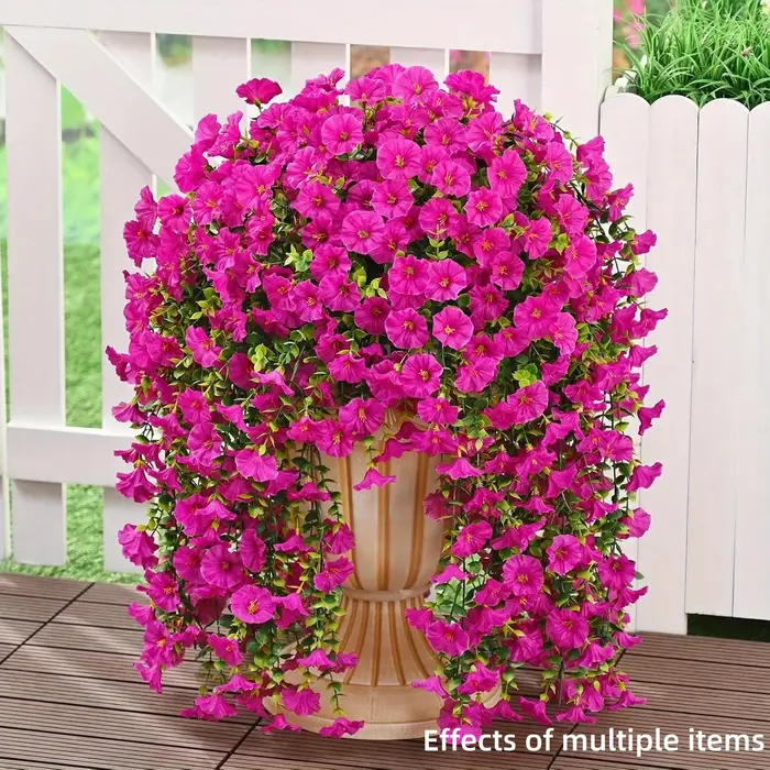 Artificial Morning Glory Hanging Vines – Realistic Outdoor Flowers for Garden Decor