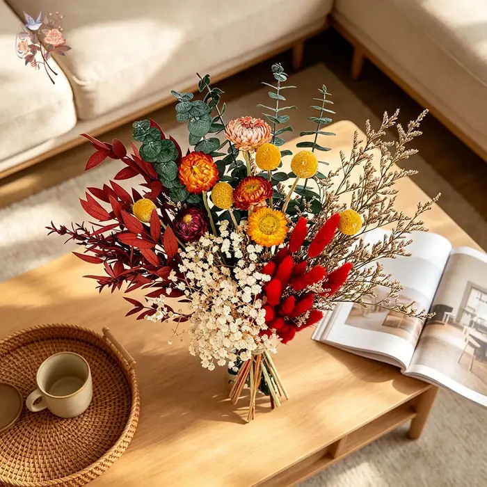 Bouquet de fleurs séchées naturelles, arrangement floral réel, décoration pour la maison, salon, chambre à coucher, style vintage rustique, cadeau de mariage, accessoire photo