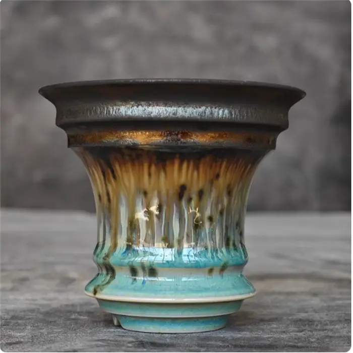 Pot en porcelaine émaillée coloré pour plantes grimpantes, Agaves Pachypodium, petits vases à fleurs