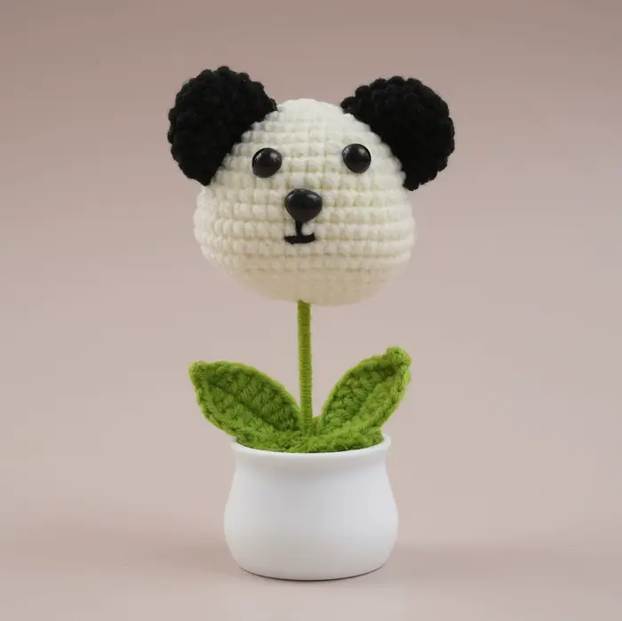 Pot à plantes en crochet animalier mignon, fait main, adorable, tricoté, style dessin animé, pour ét