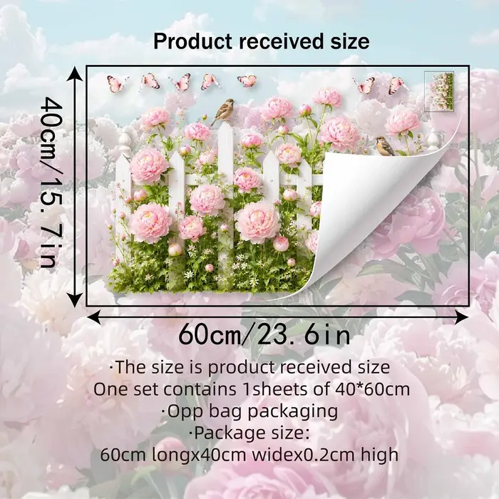 Papier peint mural floral 3D pivoine rose