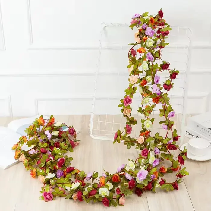 Guirlande de fleurs artificielles de vigne de Rose de 250cm