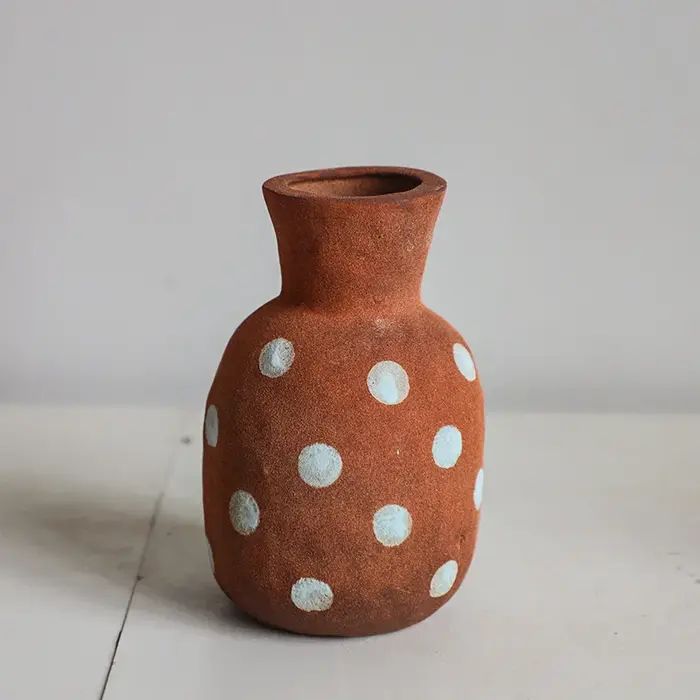 Vase en céramique à carreaux, pot en terre cuite, vase à fleurs, arrangement floral, artisanat en cé