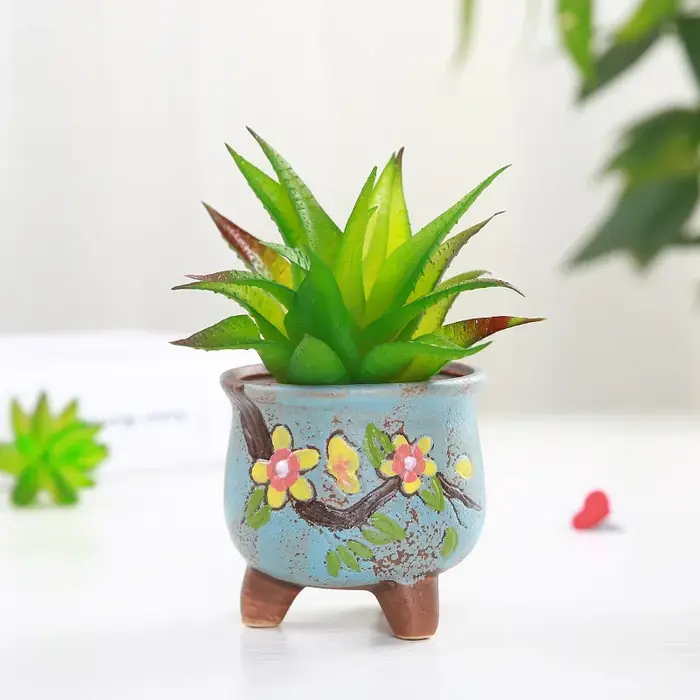 Mini pot à succulentes peint à la main coréen, pot à pouce en céramique coloré, décoration d'intérie