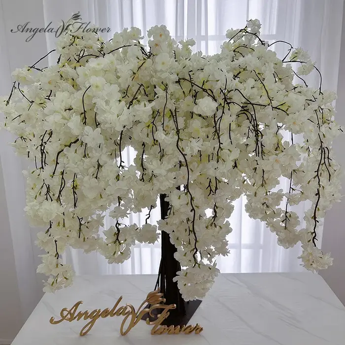 Blanc rose Champagne suspendus fleurs de cerisier branche de fleur artificielle décoration de la maison matériaux floraux de mariage A1268