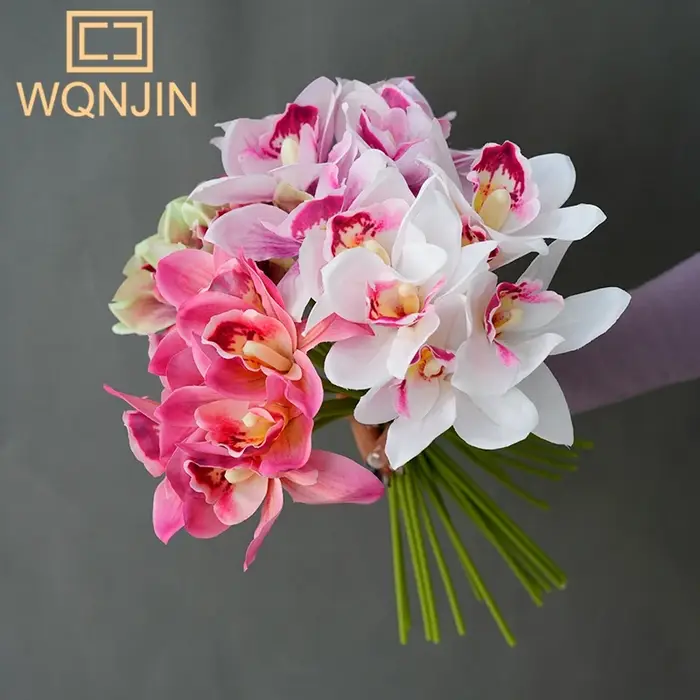 1 Bouquet, Bouquets d'orchidées artificielles à 6 têtes
