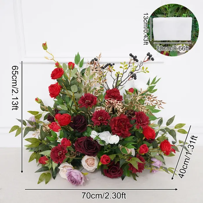 Centre de table floral à suspendre en forme de feuilles roses et vertes