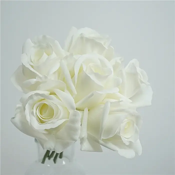 Bouquet de Roses artificielles en Latex, fausses fleurs au toucher, pour décoration de jardin, balco