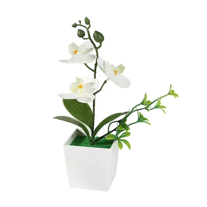 Fleurs artificielles de Phalaenopsis en pot pour une décoration élégante, magnifiquement détaillées 