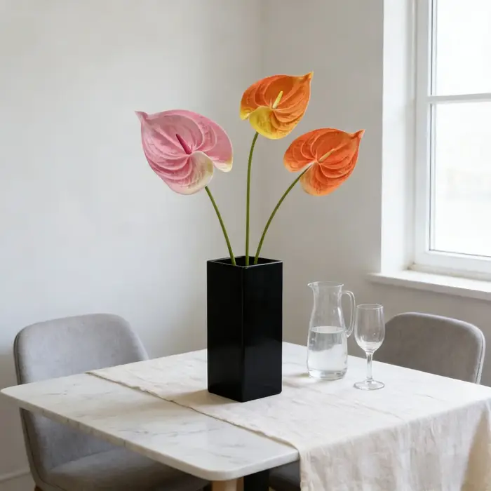 Plante artificielle Anthurium Peace Lily de haute qualité de 22,4 pouces pour la décoration murale florale de la maison, du hall d'hôtel, des expositions et des accessoires de photographie