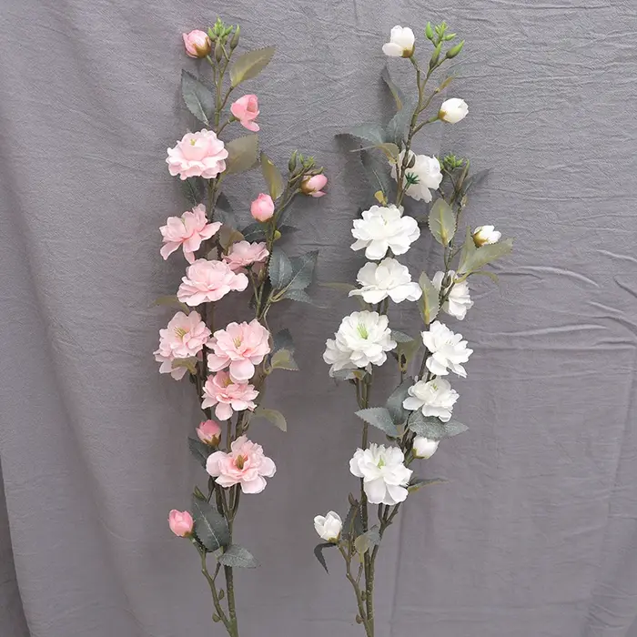 Fleur artificielle en soie de 90 cm, branche longue, camélia, fleur de cerisier, pour arrangement en vase familial, décoration de toile de fond pour arche de mariage et fête