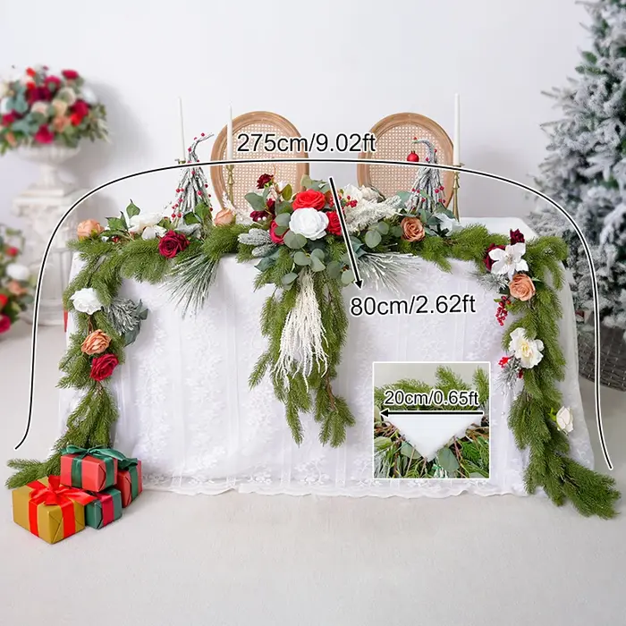 H866220 série de noël pin Needel vigne Table guirlande de fleurs Arrangement Floral de mariage acces