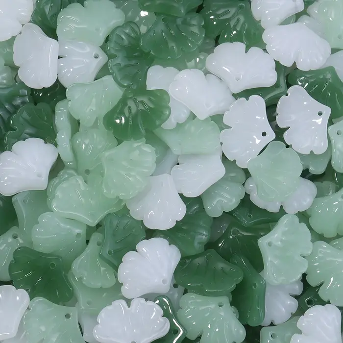 30 pcs/lot feuilles de verre pendentif perles couleur verte petites