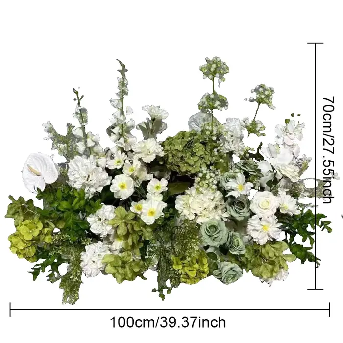 Plantes vertes feuille artificielle mariage soie fleur terre rangée