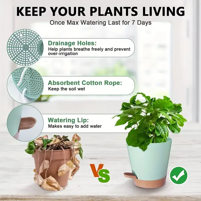 Pots de plantes d'intérieur à arrosage automatique
