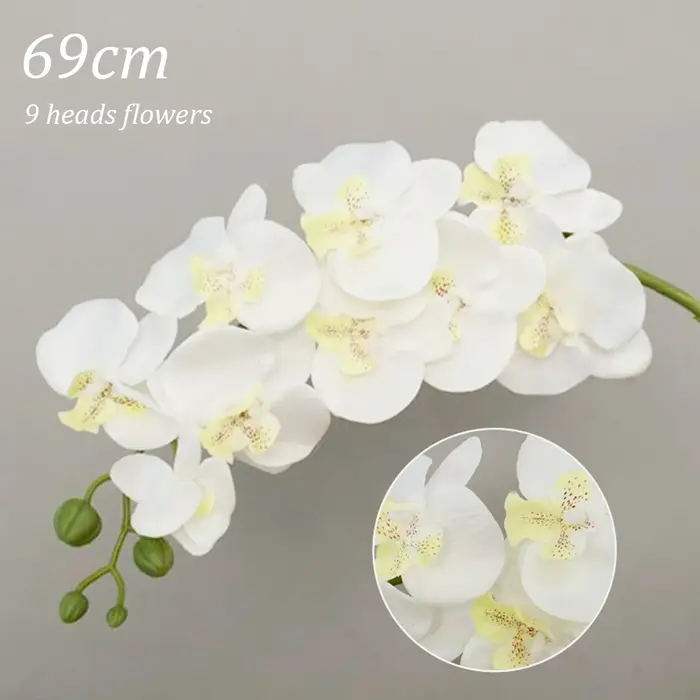 Fleurs d'orchidées artificielles 69cm, fausses plantes à tige de Phalaenopsis pour Arrangement de Ta