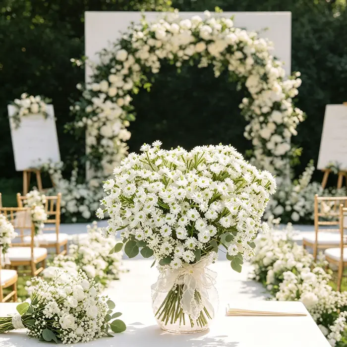 Fleurs Artificielles Gypsophile Couronne de Mariage Décoration Maison Table Extérieur Jardin Cour Bouquet de Mariée Multiples Idées Cadeaux DIY