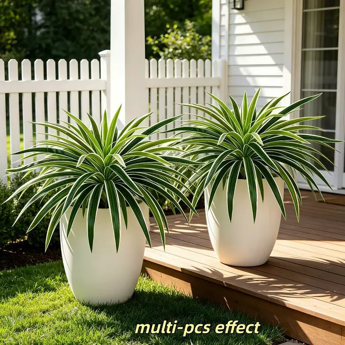 2 plantes artificielles en forme d'araignée, branches et feuilles luxuriantes pour plantes en pot et jardinières