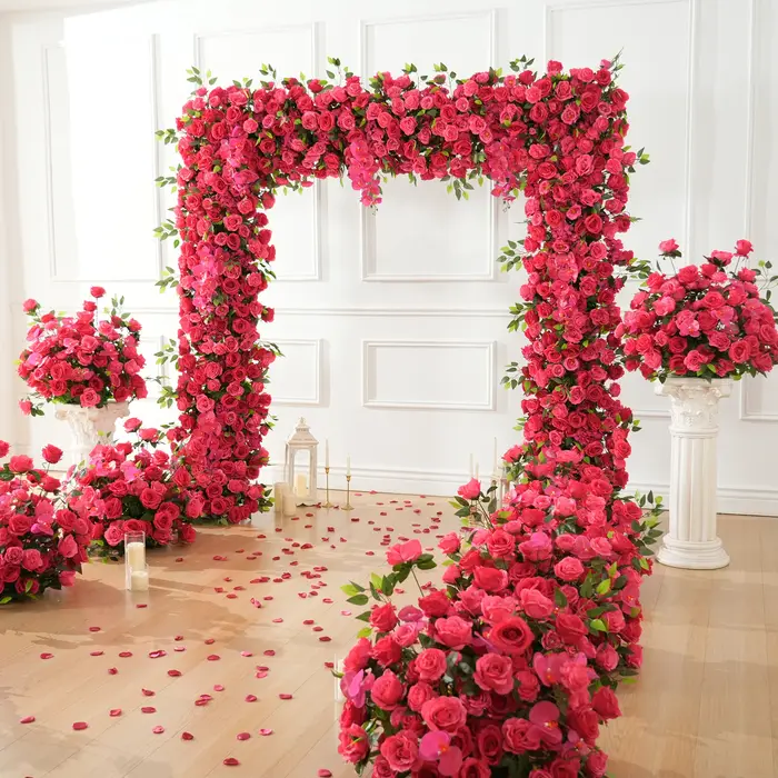 CHUXIN C9035 arc décor rouge Rose orchidée feuille de chêne Arrangement floral pour table de mariage rangées florales cérémonie sol Bouquet boules