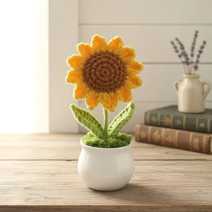1 pièce de décoration de bonsaï de fleurs artificielles tissées à la main