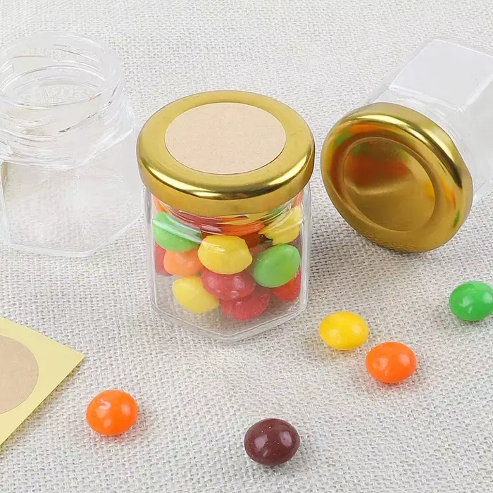 Bocaux Hexagonaux en Verre de Qualité Alimentaire Premium Mini Pots avec Légumes pour Cadeaux, Faveurs de Mariage, Miel, Confitures et Plus