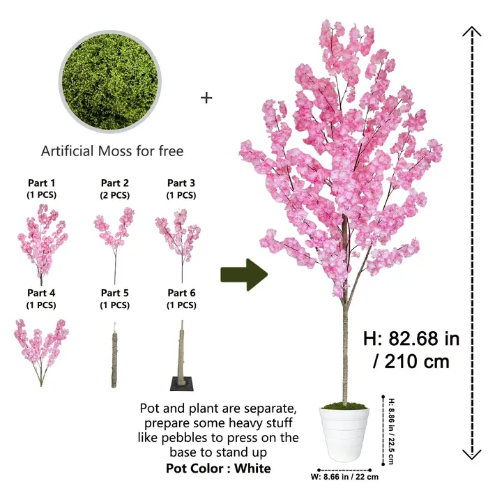 Arbre artificiel à fleurs de cerisier de 160-210 cm/6