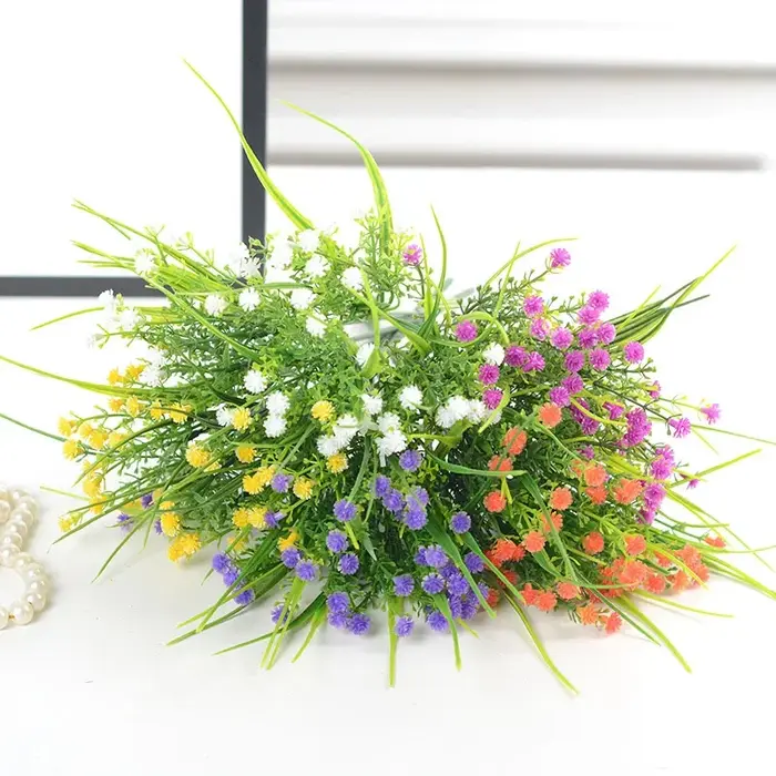 Fleurs artificielles vertes, lys Rose Gypsophila, décoration de mariage, plantes d'herbe d'eucalyptus, fausses plantes, décoration de salon et de maison, DIY bricolage